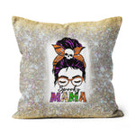 Halloween Pillow Spooky Mama Messy Bun Skull Halloween Costume Momster Witchy Women Spooky Halloween Mommy Halloween Pillows - Scotstee Shop