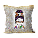 Halloween Pillow Spooky Mama Messy Bun Skull Halloween Costume Momster Witchy Women Spooky Halloween Mommy Halloween Pillows - Scotstee Shop