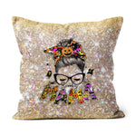 Halloween Pillow Spooky Mama Messy Bun Wink Eye Pumpkin Spider Halloween Throw Pillows Halloween Canvas Throw Pillow - Scotstee Shop