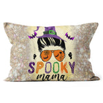 Halloween Pillow Spooky Mama Messy Skull mom leopard witch Halloween Throw Pillows Halloween Canvas Throw Pillow - Scotstee Shop
