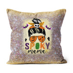 Halloween Pillow Spooky Mama Messy Skull mom scary leopard witch Halloween Throw Pillows Halloween Canvas Throw Pillow - Scotstee Shop