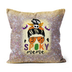 Halloween Pillow Spooky Mama Messy Skull mom scary leopard witch Halloween Throw Pillows Halloween Canvas Throw Pillow - Scotstee Shop