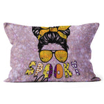 Halloween Pillow Spooky Mimi Halloween Messy Bun Sister Monster Bleached Halloween Throw Pillows Halloween Canvas Throw Pillow - Scotstee Shop