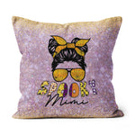 Halloween Pillow Spooky Mimi Halloween Messy Bun Sister Monster Bleached Halloween Throw Pillows Halloween Canvas Throw Pillow - Scotstee Shop