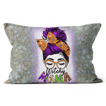 Halloween Pillow Witchy Mama Halloween Messy Bun Skull Witch Mom Women Spooky Halloween Throw Pillows Halloween Canvas Throw Pillow - Scotstee Shop