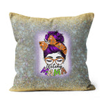 Halloween Pillow Witchy Mama Halloween Messy Bun Skull Witch Mom Women Spooky Halloween Throw Pillows Halloween Canvas Throw Pillow - Scotstee Shop