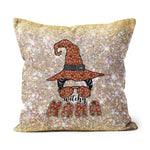 Halloween Pillow Witchy Mama Halloween Messy Bun Witch Mom Spooky Women Halloween Throw Pillows Halloween Canvas Throw Pillow - Scotstee Shop