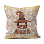 Halloween Pillow Witchy Mama Halloween Messy Bun Witch Mom Spooky Women Halloween Throw Pillows Halloween Canvas Throw Pillow - Scotstee Shop