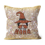 Halloween Pillow Witchy Mama Halloween Messy Bun Witch Mom Spooky Women Halloween Throw Pillows Halloween Canvas Throw Pillow - Scotstee Shop