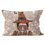 Halloween Pillow Witchy Mama Halloween Messy Bun Witch Mom Spooky Women Halloween Throw Pillows Halloween Canvas Throw Pillow - Scotstee Shop