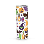 Halloween Tumbler Black Cat, Witches Hat, Bats, Candy Sweet Halloween and Pumpkins Tumbler Skinny Tumbler 20oz - Scotstee Shop