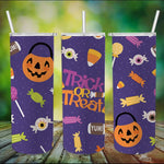 Halloween Tumbler Candy Sweet Trick Or Treat Funny Halloween Pumpkin Tumbler Halloween Skinny Tumbler 20oz - Scotstee Shop