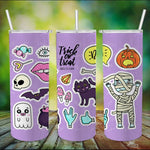 Halloween Tumbler Cartoon Doodle Cute Ghosts and Pumpkins Halloween Pumpkin Tumbler Halloween Skinny Tumbler 20oz - Scotstee Shop