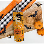 Halloween Tumbler Cartoon Wolf Mummy, Scary Pumpkin, Black Cat And Sweets Funny Trick Or Treat Halloween Pumpkin Tumbler 20oz - Scotstee Shop