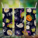 Halloween Tumbler Cartoon Zombies And Monsters Funny Halloween Pumpkin Tumbler Halloween Skinny Tumbler 20oz - Scotstee Shop