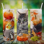 Halloween Tumbler Cat Tumbler Pumpkin Tumbler Halloween Skinny Tumbler Halloween Fall Tumbler 20oz - Scotstee Shop
