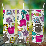 Halloween Tumbler Cute Doodles Monsters Halloween Skinny Tumbler 20oz - Scotstee Shop