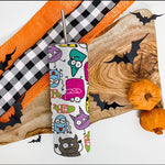 Halloween Tumbler Cute Doodles Monsters Halloween Skinny Tumbler 20oz - Scotstee Shop
