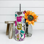 Halloween Tumbler Cute Doodles Monsters Halloween Skinny Tumbler 20oz - Scotstee Shop