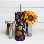 Halloween Tumbler Cute Ghost Skeleton Skull Witch Hat With Halloween Pumpkin Tumbler Halloween Skinny Tumbler 20oz - Scotstee Shop