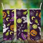 Halloween Tumbler Cute Ghost Skeleton Skull Witch Hat With Halloween Pumpkin Tumbler Halloween Skinny Tumbler 20oz - Scotstee Shop