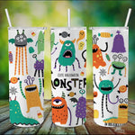 Halloween Tumbler Cute Scary Halloween Monsters and Candy Funny Halloween Tumbler Halloween Skinny Tumbler 20oz - Scotstee Shop