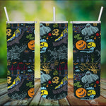 Halloween Tumbler Doole Bats And Pumpkin Halloween Spooky Tumblers Funny Pumpkin Tumbler Halloween Skinny Tumbler 20oz - Scotstee Shop