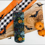 Halloween Tumbler Doole Bats And Pumpkin Halloween Spooky Tumblers Funny Pumpkin Tumbler Halloween Skinny Tumbler 20oz - Scotstee Shop