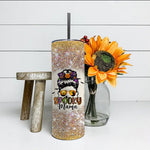 Halloween Tumbler Funny Halloween Spooky Mama Messy Bun Mom Spooky Mama Tumbler Halloween Skinny Tumbler 20oz - Scotstee Shop