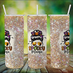 Halloween Tumbler Funny Halloween Spooky Mama Messy Bun Mom Spooky Mama Tumbler Halloween Skinny Tumbler 20oz - Scotstee Shop