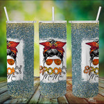 Halloween Tumbler Funny halloween Spooky Mama Messy Bun Skull Mom Halloween Spooky Mama Tumbler Halloween Skinny Tumbler 20oz - Scotstee Shop
