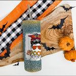 Halloween Tumbler Funny halloween Spooky Mama Messy Bun Skull Mom Halloween Spooky Mama Tumbler Halloween Skinny Tumbler 20oz - Scotstee Shop