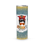 Halloween Tumbler Funny halloween Spooky Mama Messy Bun Skull Mom Halloween Spooky Mama Tumbler Halloween Skinny Tumbler 20oz - Scotstee Shop