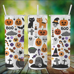 Halloween Tumbler Ghost, Black Cat, Bat, Candy Funny Halloween Spooky Tumblers Pumpkin Tumbler Halloween Skinny Tumbler 20oz - Scotstee Shop