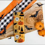 Halloween Tumbler Halloween Ghost Skull Black Cat and Pumpkin Tumbler Halloween Skinny Tumbler 20oz - Scotstee Shop