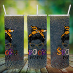 Halloween Tumbler Halloween One Spooky Mama Messy Bun Mom Life Spooky Mama Tumbler Halloween Skinny Tumbler 20oz - Scotstee Shop