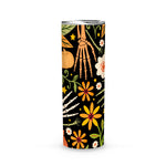 Halloween Tumbler Hand Bones and floral Halloween Pumpkin Tumbler Halloween Skinny Tumbler 20oz - Scotstee Shop