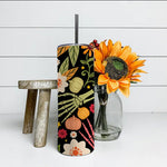 Halloween Tumbler Hand Bones and floral Halloween Pumpkin Tumbler Halloween Skinny Tumbler 20oz - Scotstee Shop