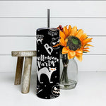 Halloween Tumbler Happy Halloween Trick Or Treat Boo Cat and Scary Jack O Lantern Pumpkin Tumbler Halloween Skinny Tumbler 20oz - Scotstee Shop