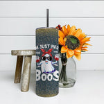 Halloween Tumbler I'm Just Here For The Boos Funny Halloween Ghost Cute Women Halloween Skinny Tumbler 20oz - Scotstee Shop
