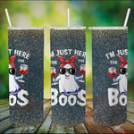 Halloween Tumbler I'm Just Here For The Boos Funny Halloween Ghost Cute Women Halloween Skinny Tumbler 20oz - Scotstee Shop