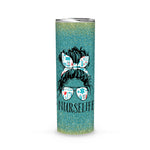 Halloween Tumbler Messy Hair Woman Bun Nurse Life Healthcare Life Spooky Mama Tumbler Halloween Tumbler Gift Halloween Skinny Tumbler 20oz - Scotstee Shop