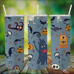 Halloween Tumbler Monsters, Ghosts, Spider On The Halloween Spooky Tumbler Pumpkin Tumbler Halloween Skinny Tumbler 20oz - Scotstee Shop