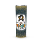 Halloween Tumbler One Spooky Mama For Halloween Messy Bun Mom Monster Bleached Halloween Spooky Mama Tumbler Halloween Skinny Tumbler 20oz - Scotstee Shop