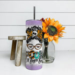 Halloween Tumbler One Spooky Mama For Halloween Messy Bun Mom Monster Bleached Spooky Mama Tumbler Halloween Skinny Tumbler 20oz - Scotstee Shop