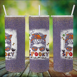 Halloween Tumbler One Spooky Mama Messy Bun Bleached Halloween Skull Monster Spooky Mama Tumbler Halloween Tumbler Gift Halloween Skinny Tumbler 20oz - Scotstee Shop