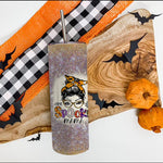 Halloween Tumbler One Spooky Mama Messy Bun Funny Family Halloween Spooky Mama Tumbler Halloween Tumbler Gift Halloween Skinny Tumbler 20oz - Scotstee Shop