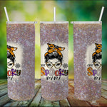 Halloween Tumbler One Spooky Mama Messy Bun Funny Family Halloween Spooky Mama Tumbler Halloween Tumbler Gift Halloween Skinny Tumbler 20oz - Scotstee Shop