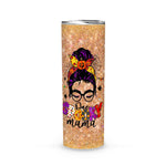 Halloween Tumbler One Spooky Mama Messy Bun Skull Halloween Costume Momster Halloween Spooky Mama Tumbler - Scotstee Shop