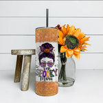 Halloween Tumbler One Spooky Mama Messy Bun Skull Halloween Costume Momster Skull Mom Halloween Spooky Mama Tumbler - Scotstee Shop